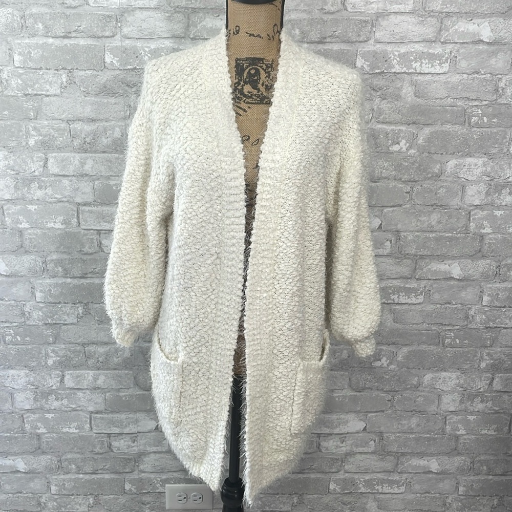 FRNCH Longline Eyelash Open Cardigan